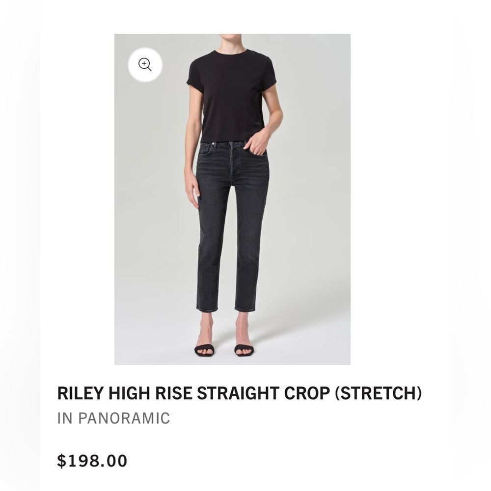 Agolde Riley Cropped Washed Black Jeans - Picture 3 of 10